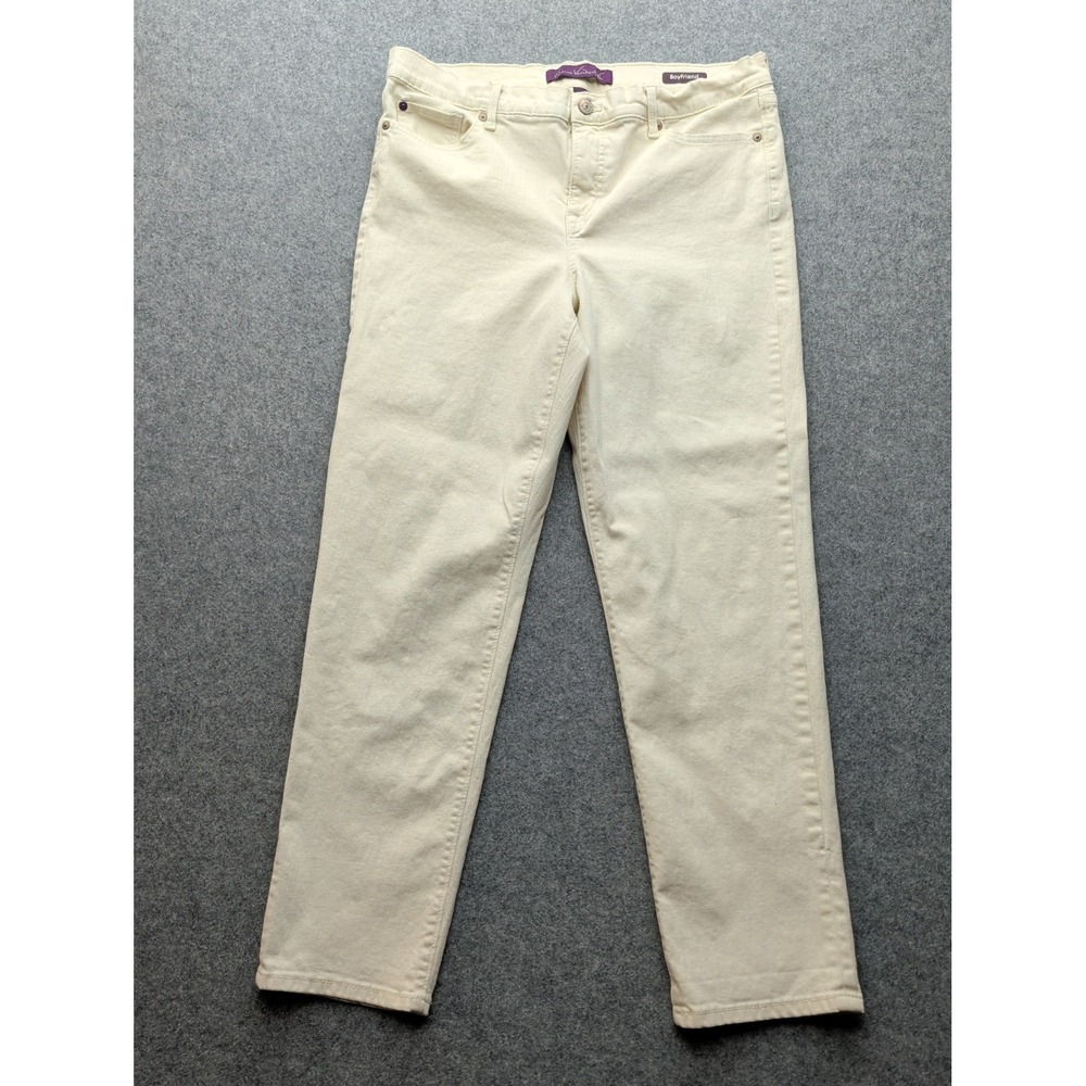Gloria Vanderbilt Women's Boyfriend Jeans Cream Color Size 8 Straight